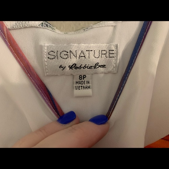Signature by Robbie Bee paintstroke dress white 8P - Picture 3 of 6